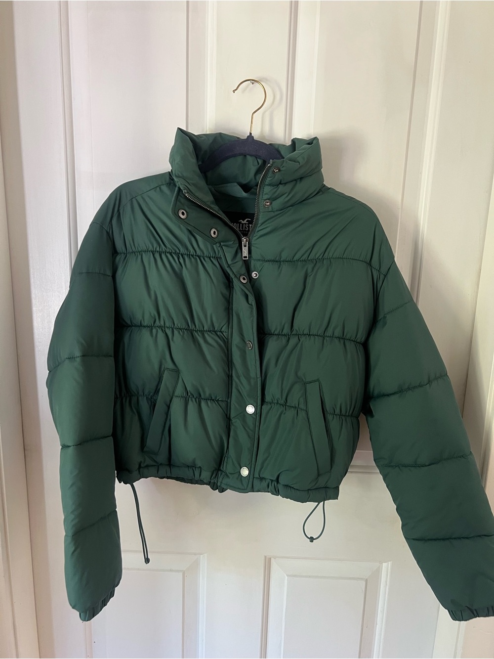 Hollister Dark Green Cropped Puffer Jacket